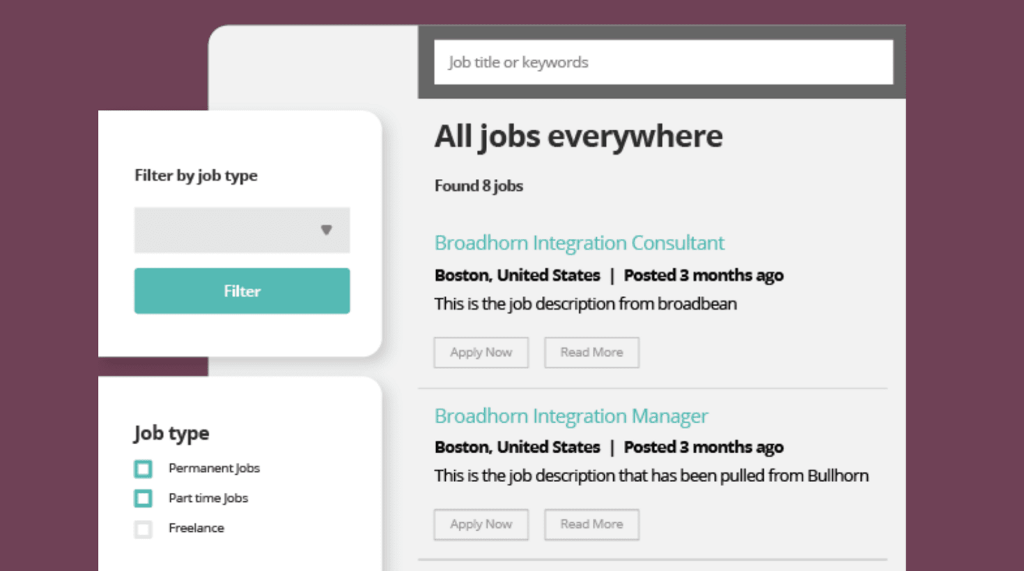 Present job feeds from third party job boards and aggregators with Volcanic