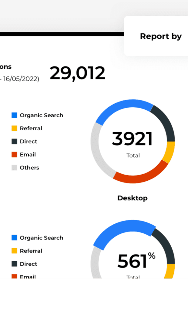 Reporting dashboard on Access Volcanic showing website traffic by source